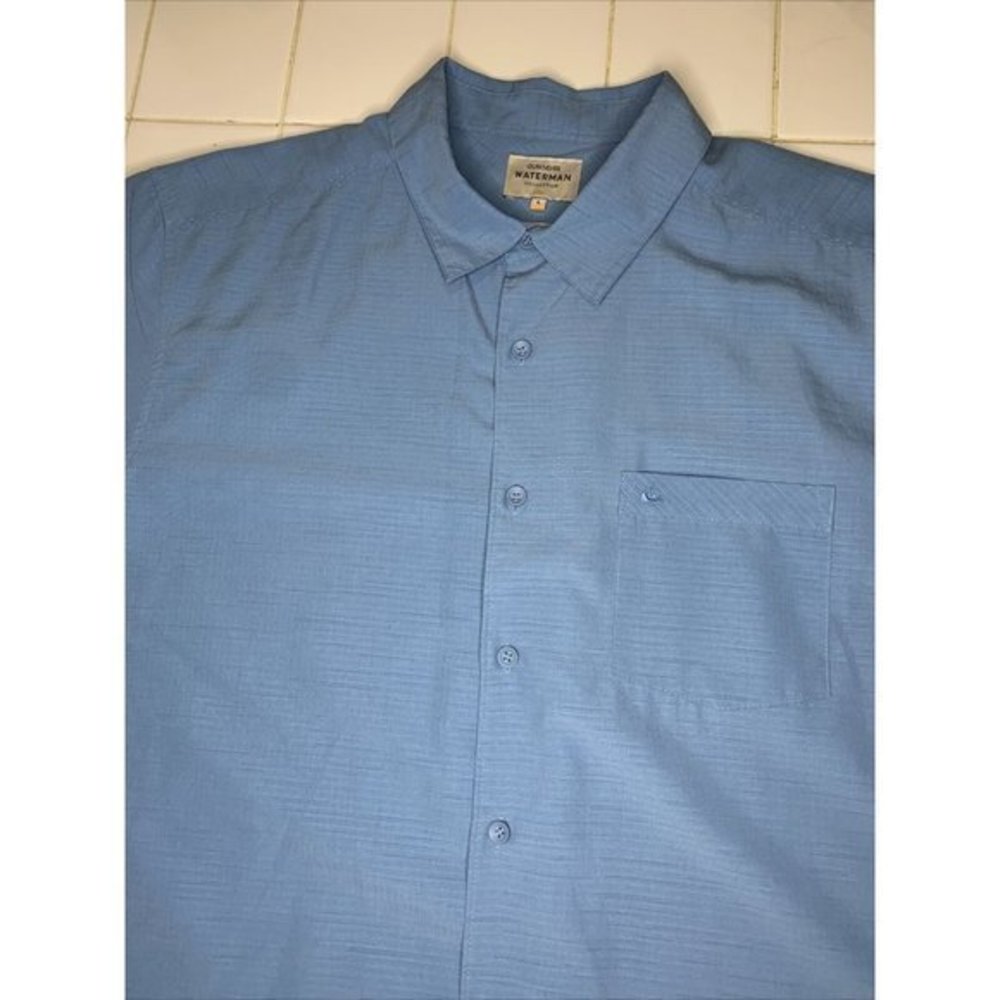 Quiksilver Men's Shirt Waterman‎ Collection Blue Large Button Front Pin Striped
